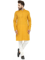 Thumbnail for Jompers Men's Yellow & White Solid Kurta with Churidar - Distacart