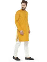 Thumbnail for Jompers Men's Yellow & White Solid Kurta with Churidar - Distacart