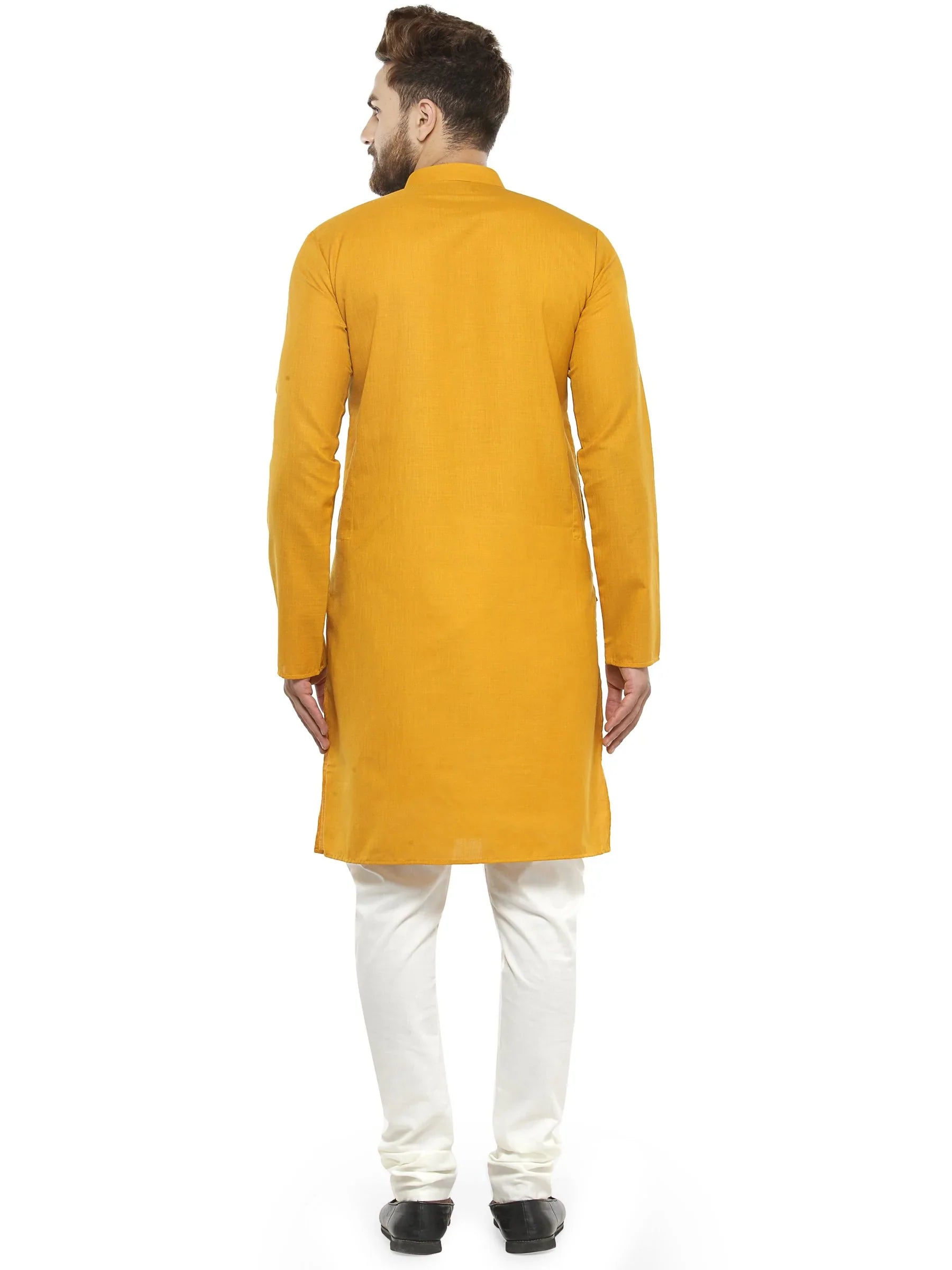 Jompers Men's Yellow & White Solid Kurta with Churidar - Distacart