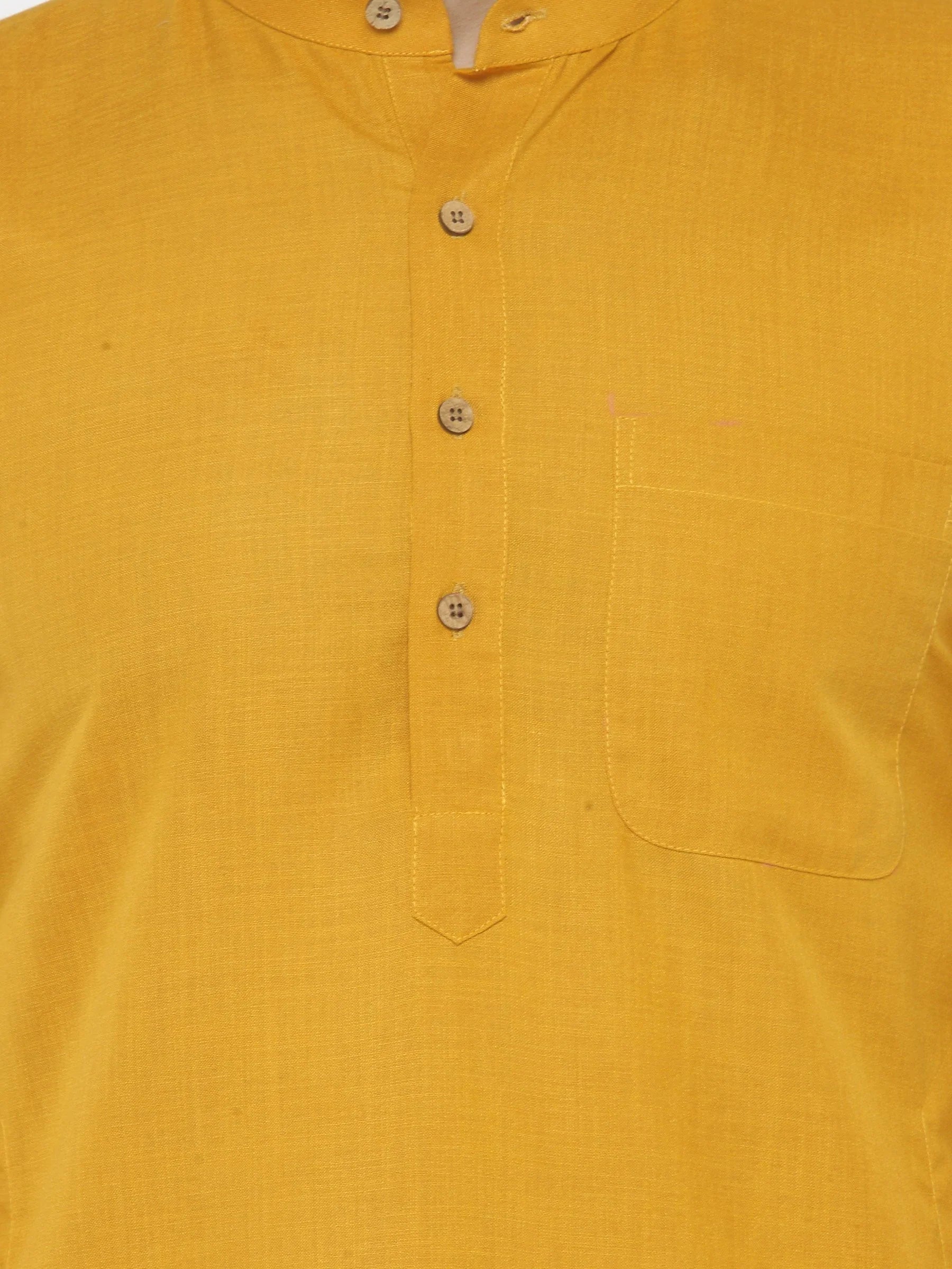 Jompers Men's Yellow & White Solid Kurta with Churidar - Distacart