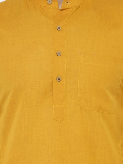 Jompers Men's Yellow & White Solid Kurta with Churidar - Distacart