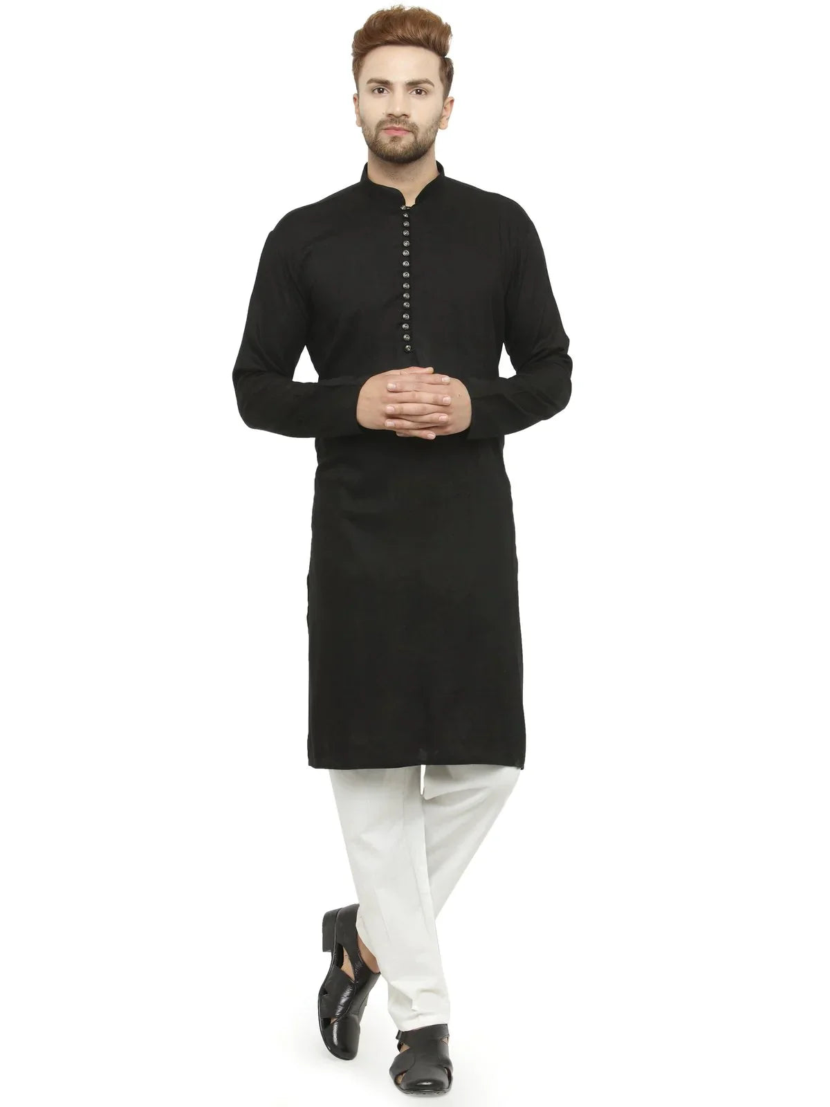 Jompers Men's Black Solid Kurta with Churidar - Distacart