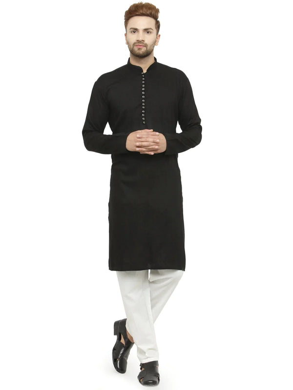 Jompers Men's Black Solid Kurta with Churidar - Distacart