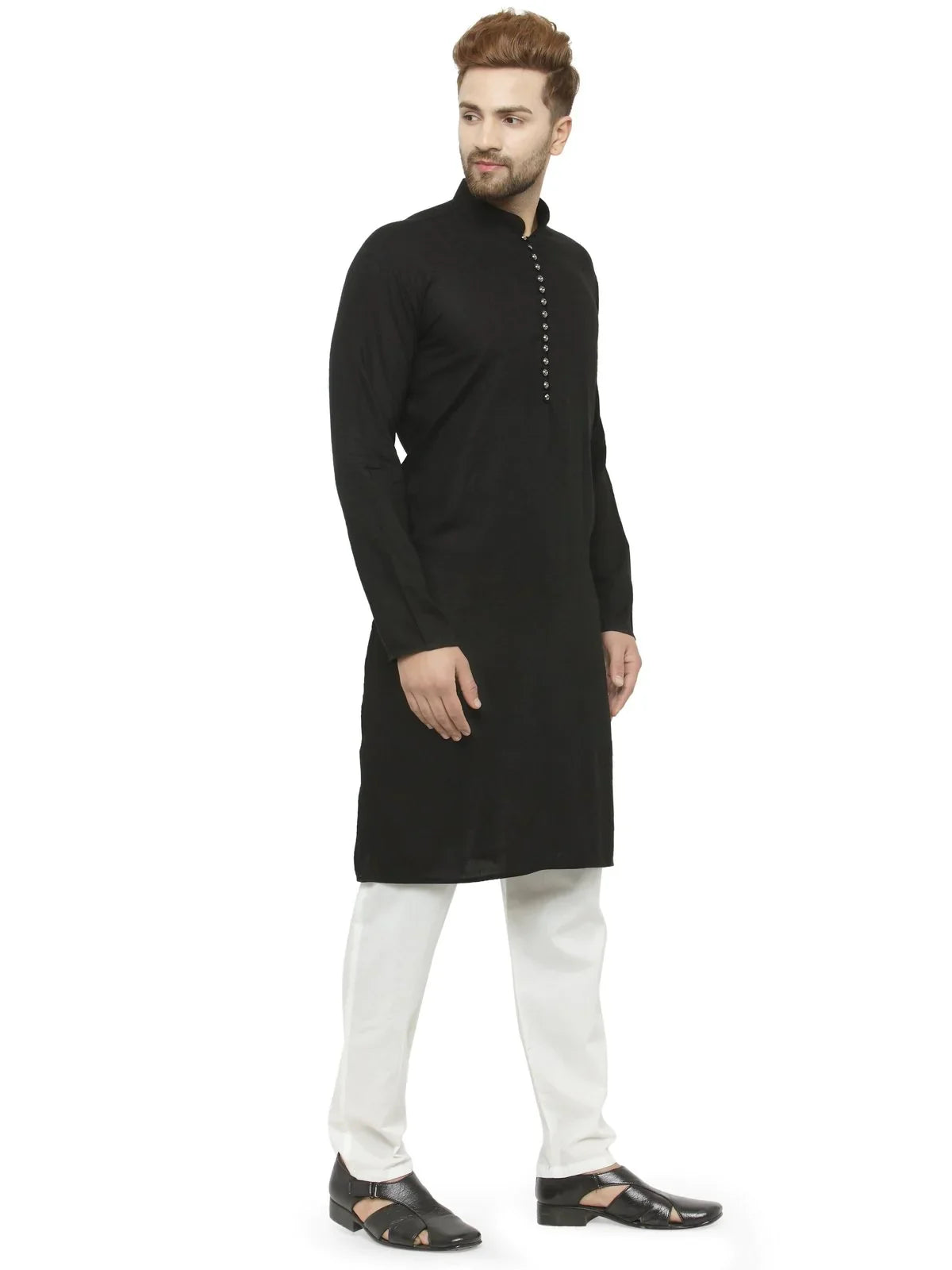 Jompers Men's Black Solid Kurta with Churidar - Distacart
