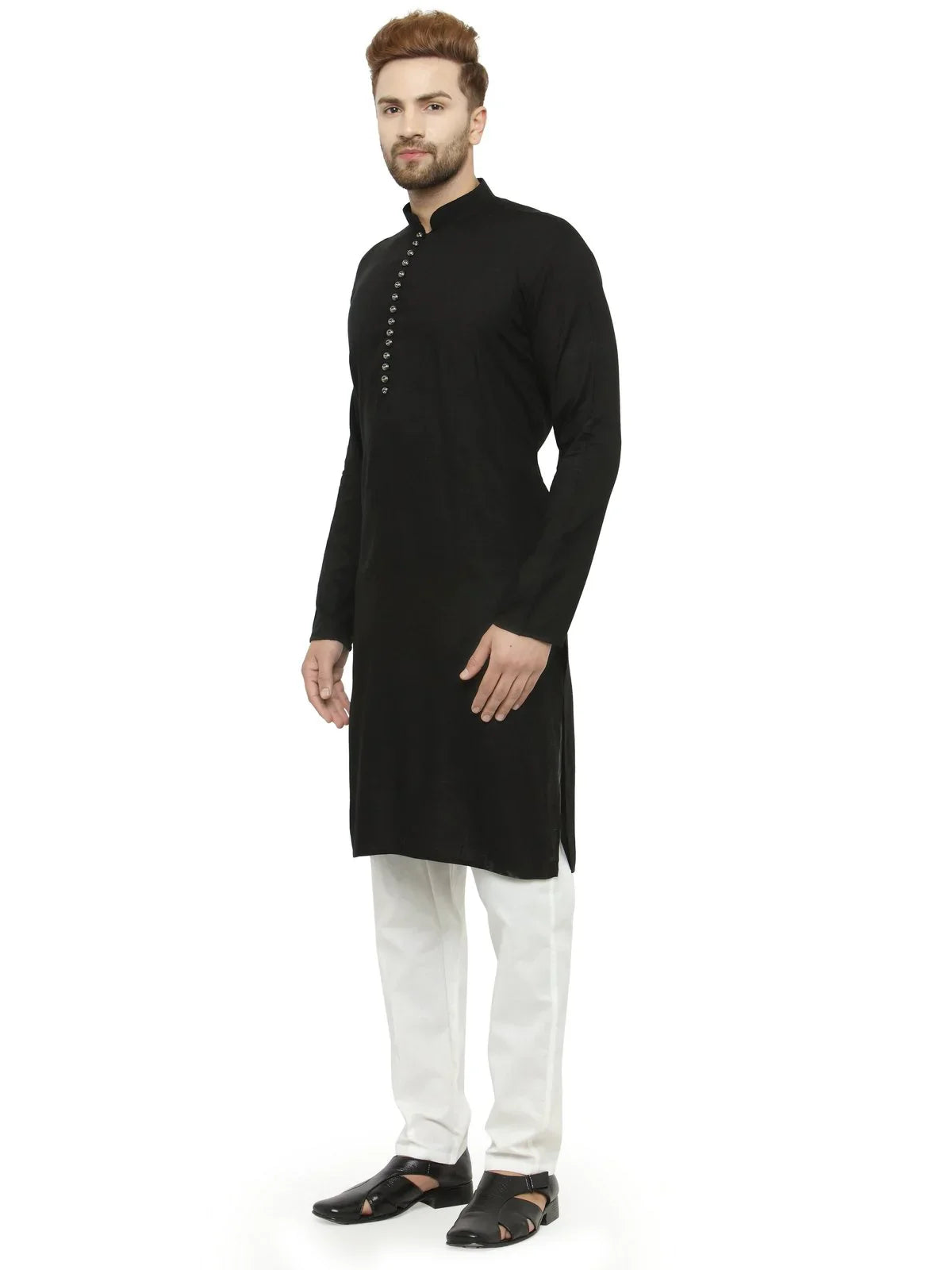 Jompers Men's Black Solid Kurta with Churidar - Distacart