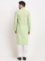 Thumbnail for Jompers Men's Green Chikan Kurta with Churidar - Distacart