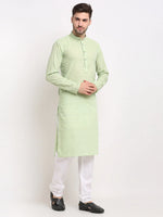 Thumbnail for Jompers Men's Green Chikan Kurta with Churidar - Distacart
