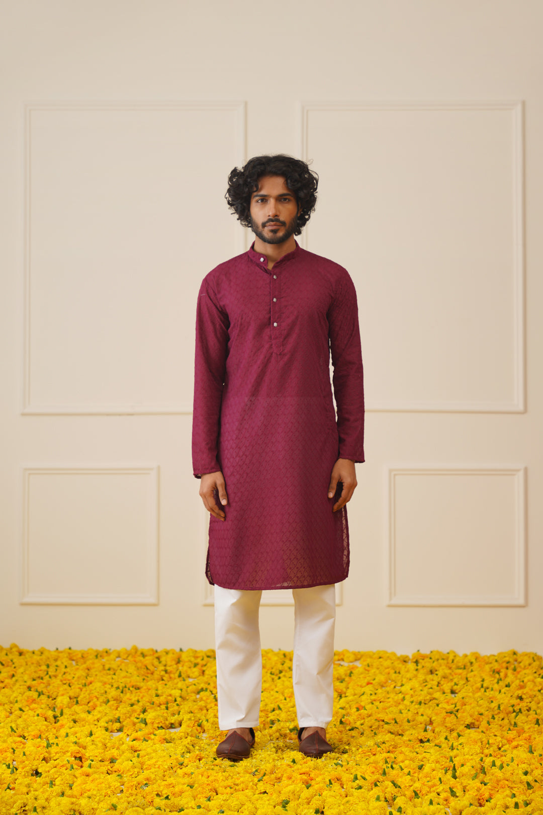 Jompers Men's Purple Chikan Kurta Only - Distacart