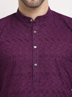 Thumbnail for Jompers Men's Purple Chikan Kurta with Churidar - Distacart