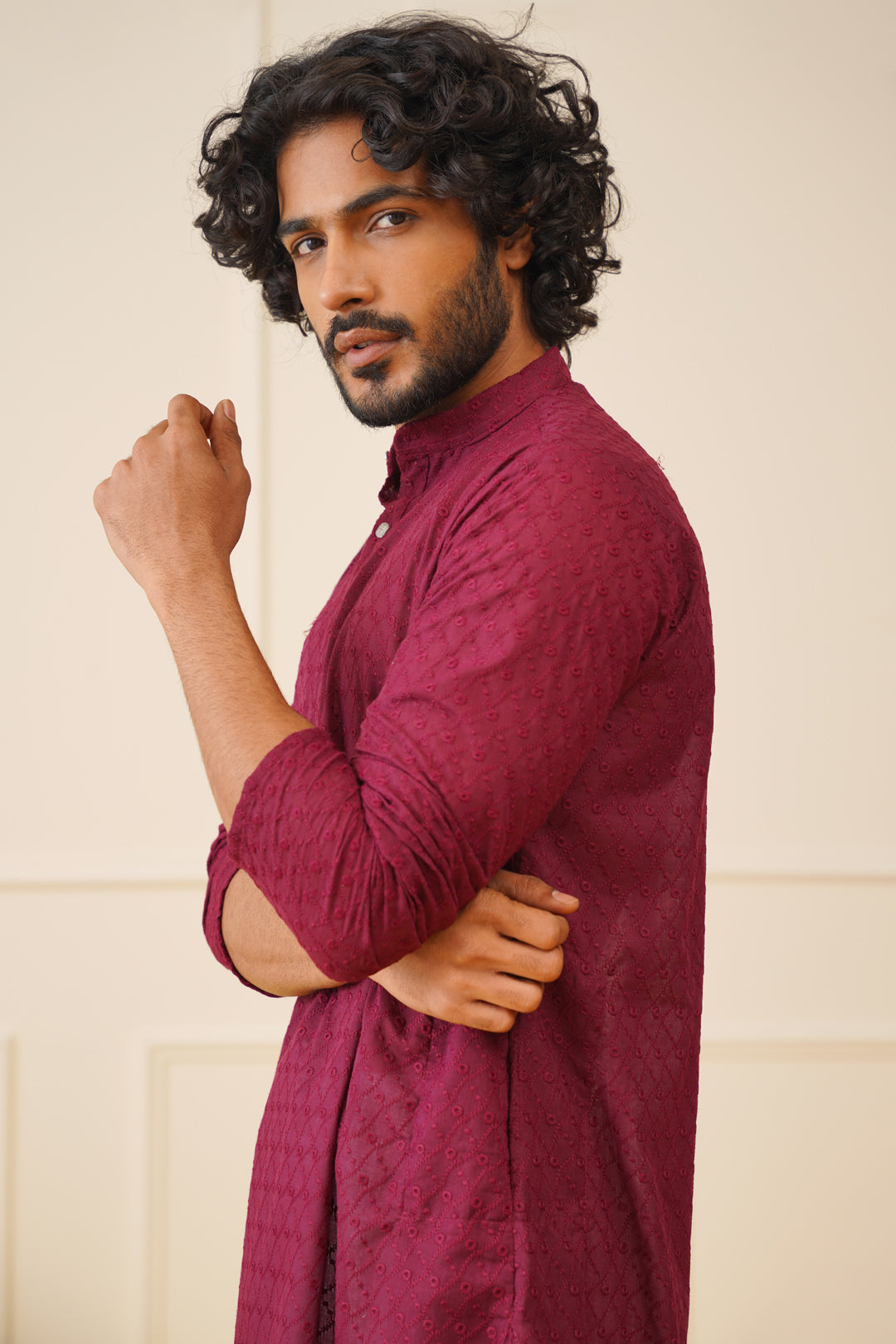 Jompers Men's Purple Chikan Kurta Only - Distacart