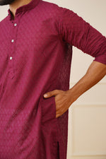 Thumbnail for Jompers Men's Purple Chikan Kurta Only - Distacart