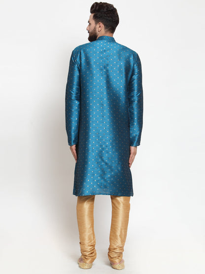 Jompers Men's Self Design Kurta with Pyjamas - Sky Blue - Distacart