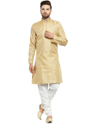 Jompers Men's Golden Self Design Kurta with Churidar - Distacart