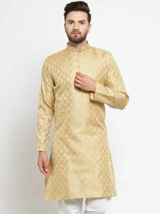 Jompers Men's Golden Self Design Kurta Only - Distacart