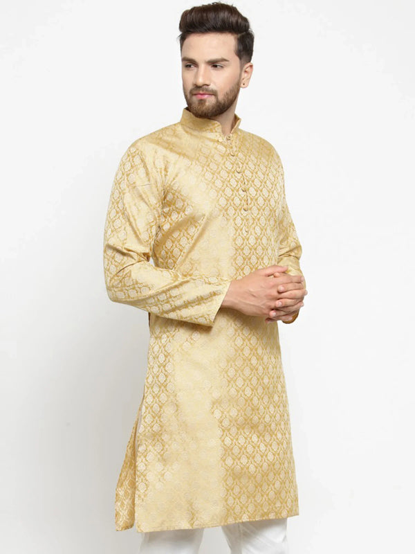 Jompers Men's Golden Self Design Kurta Only - Distacart