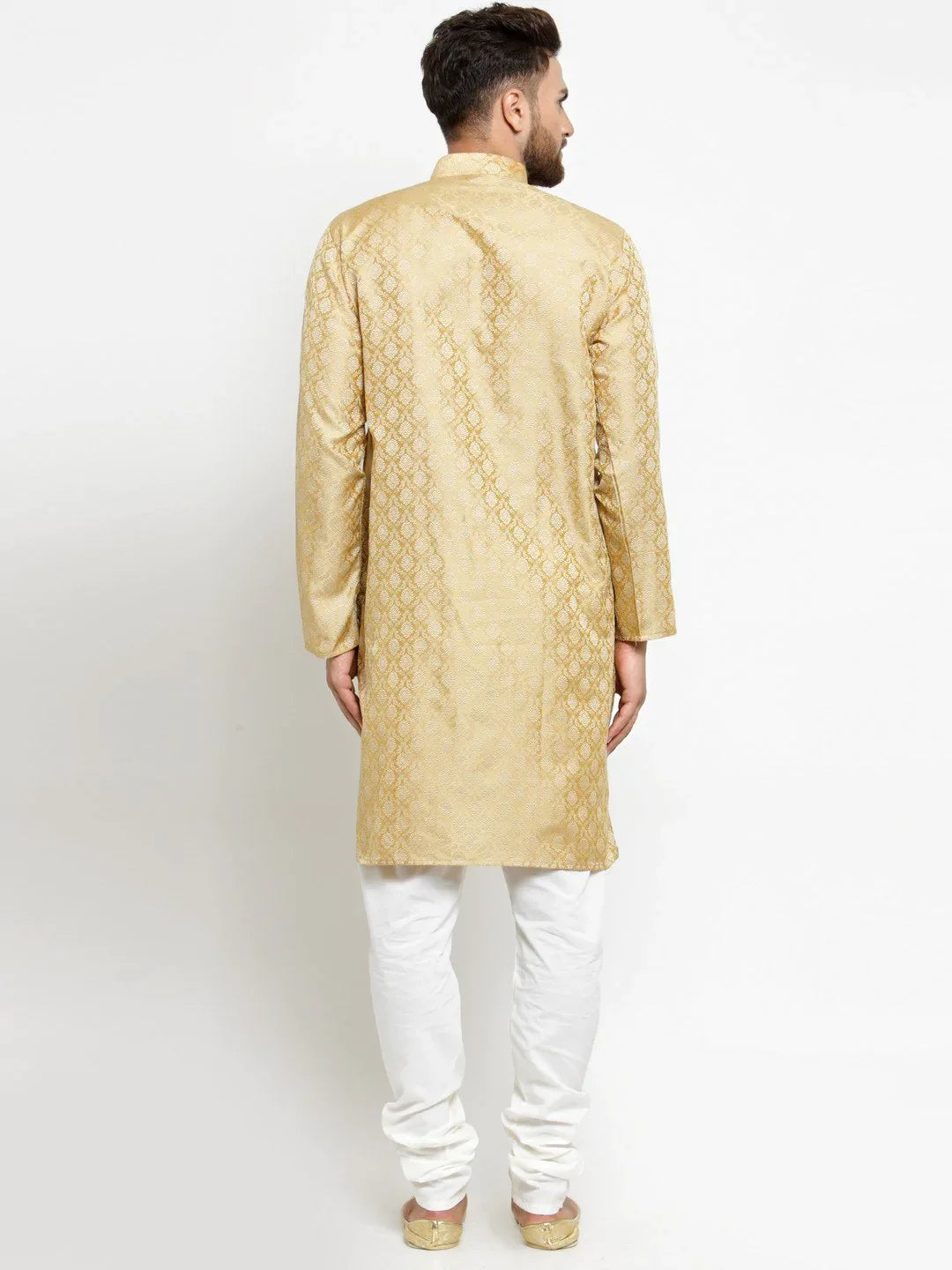 Jompers Men's Golden Self Design Kurta with Churidar - Distacart