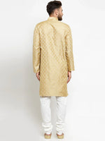 Thumbnail for Jompers Men's Golden Self Design Kurta with Churidar - Distacart