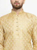 Thumbnail for Jompers Men's Golden Self Design Kurta with Churidar - Distacart