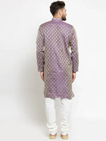Thumbnail for Jompers Men's Purple & Beige Self Design Kurta with Churidar - Distacart