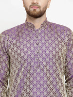 Thumbnail for Jompers Men's Purple & Beige Self Design Kurta with Churidar - Distacart