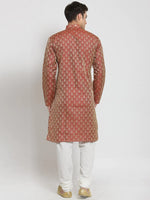 Thumbnail for Jompers Men's Red & Beige Self Design Kurta with Churidar - Distacart