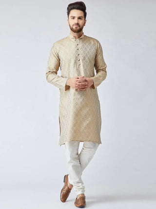Jompers Men's Beige & Off-White Self Design Kurta Only - Distacart