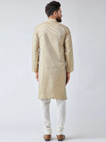 Thumbnail for Jompers Men's Beige & Off-White Self Design Kurta with Churidar - Distacart