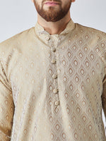 Thumbnail for Jompers Men's Beige & Off-White Self Design Kurta with Churidar - Distacart