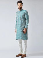 Thumbnail for Jompers Men's Green & Off-White Self Design Kurta Only - Distacart