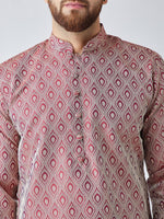 Thumbnail for Jompers Men's Maroon & Off-White Self Design Kurta with Churidar - Distacart