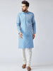 Jompers Men's Sky Blue & Off-White Self Design Kurta Only - Distacart