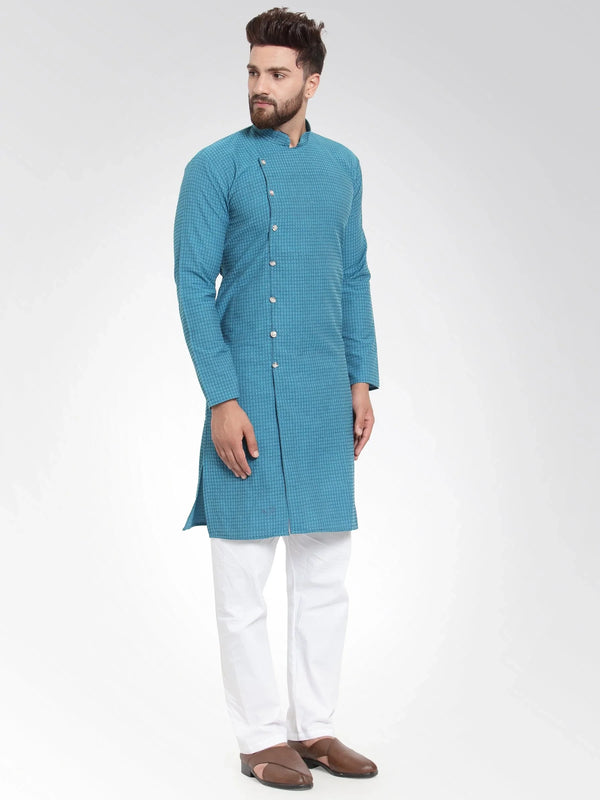Jompers Men's Green Self Design Kurta with Pajama - Distacart