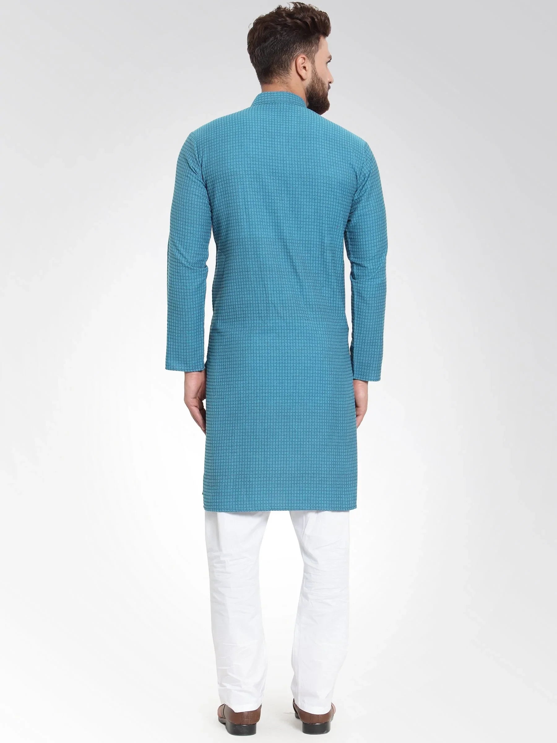 Jompers Men's Green Self Design Kurta with Pajama - Distacart