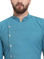 Thumbnail for Jompers Men's Green Self Design Kurta Only - Distacart