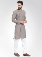 Thumbnail for Jompers Men's Grey Self Design Kurta with Pajama - Distacart