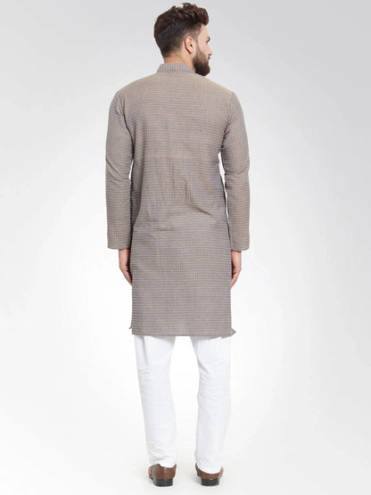 Jompers Men's Grey Self Design Kurta Only - Distacart
