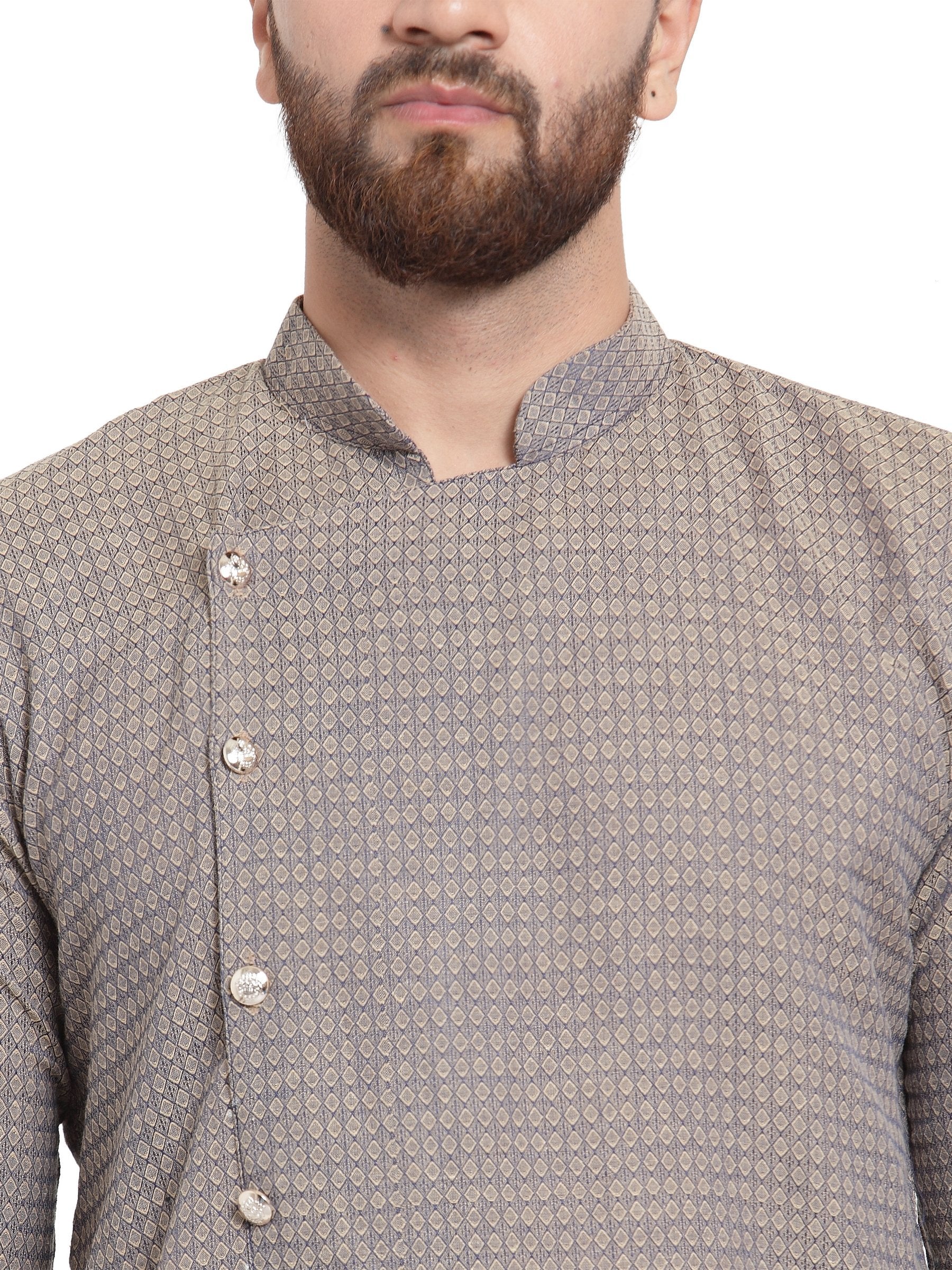 Jompers Men's Grey Self Design Kurta Only - Distacart