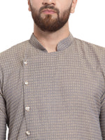 Thumbnail for Jompers Men's Grey Self Design Kurta with Pajama - Distacart