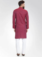 Thumbnail for Jompers Men's Maroon Self Design Kurta with Pajama - Distacart