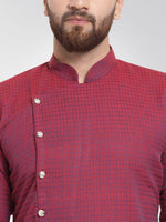 Thumbnail for Jompers Men's Maroon Self Design Kurta with Pajama - Distacart