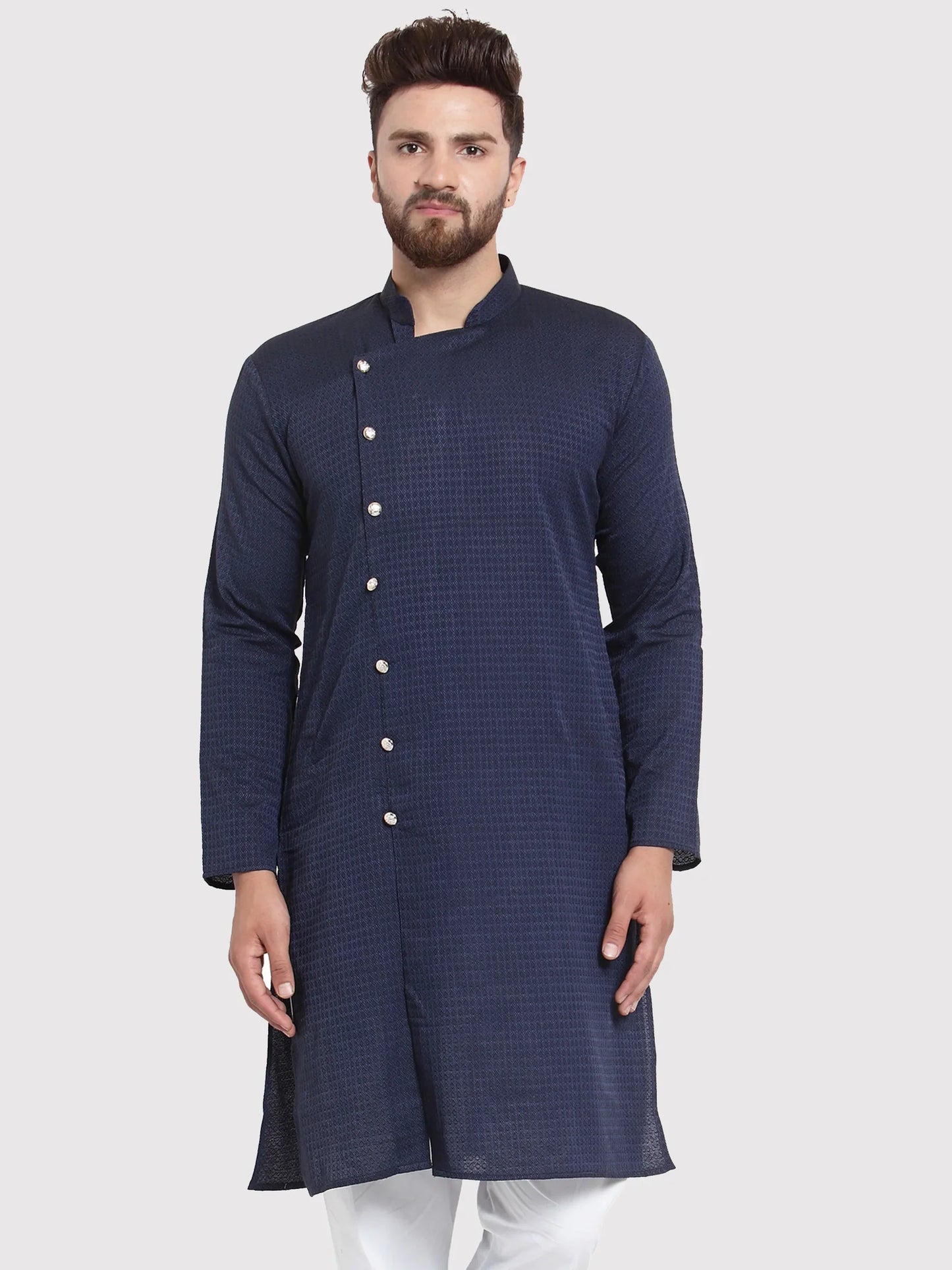 Jompers Men's Navy Self Design Kurta Only - Distacart
