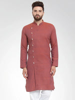 Thumbnail for Jompers Men's Red Self Design Kurta Only - Distacart