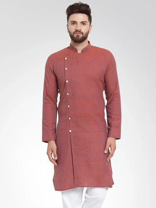 Jompers Men's Red Self Design Kurta Only - Distacart