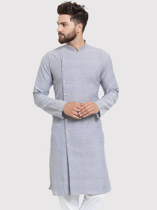 Jompers Men's Steel Blue Self Design Kurta Only - Distacart