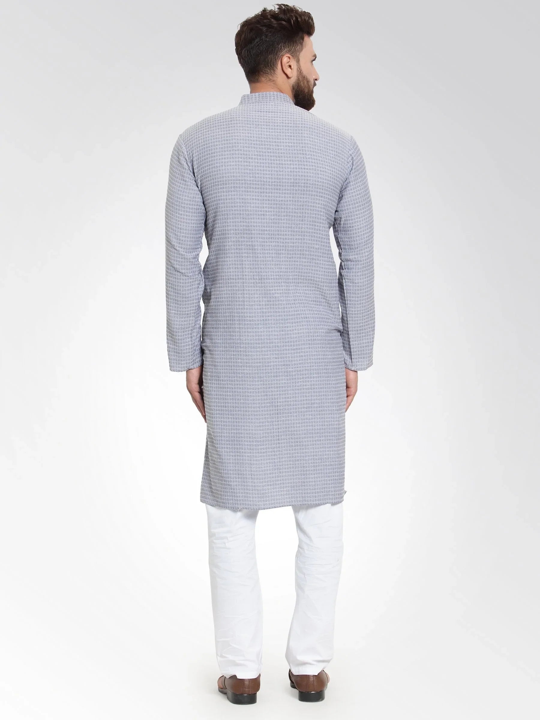 Jompers Men's Steel Blue Self Design Kurta Only - Distacart