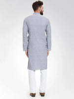 Thumbnail for Jompers Men's Steel Blue Self Design Kurta Only - Distacart