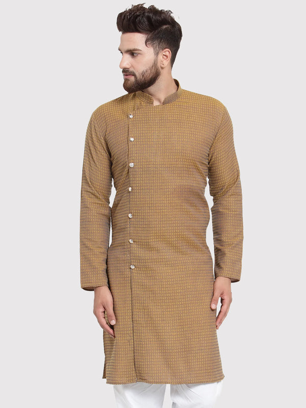 Jompers Men's Yellow Self Design Kurta Only - Distacart