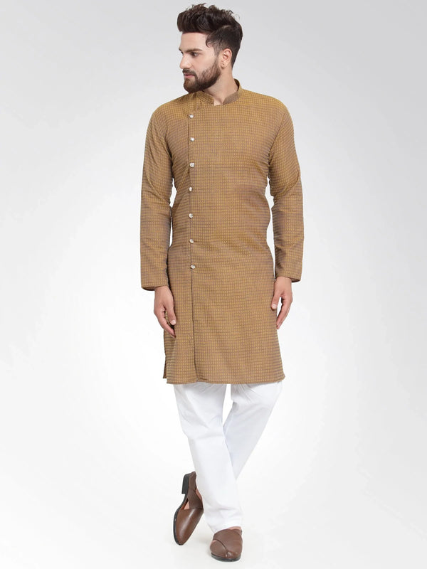Jompers Men's Yellow Self Design Kurta with Pajama - Distacart