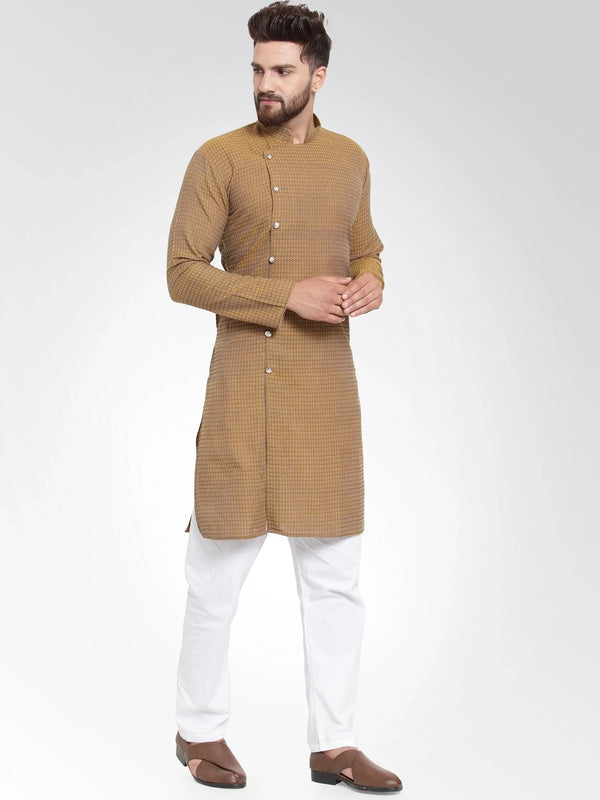 Jompers Men's Yellow Self Design Kurta with Pajama - Distacart