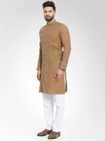 Thumbnail for Jompers Men's Yellow Self Design Kurta with Pajama - Distacart